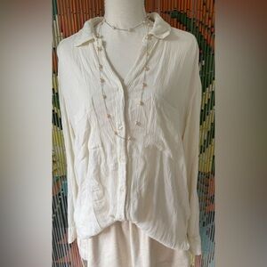 O'Neill Cream Button-Front Textured Shirt